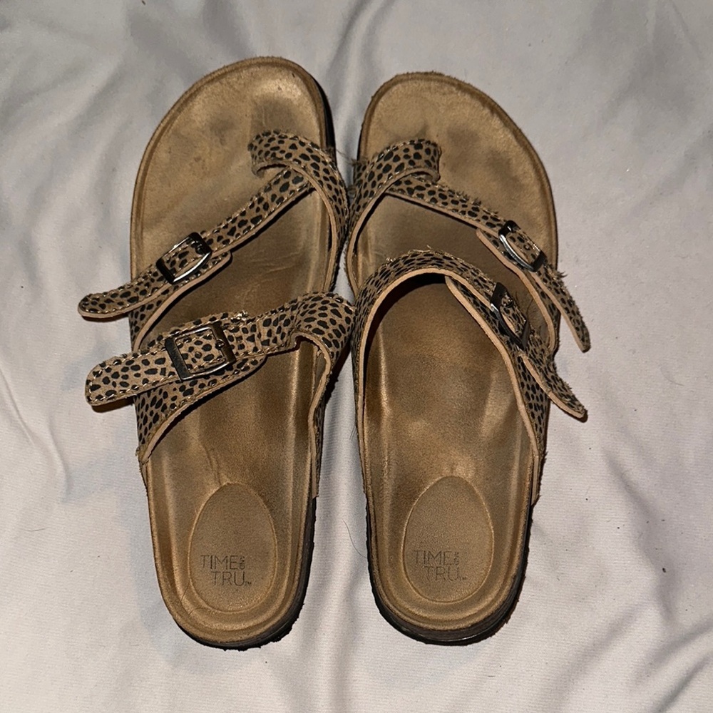 Time and Tru Women's Leopard Print Sandals